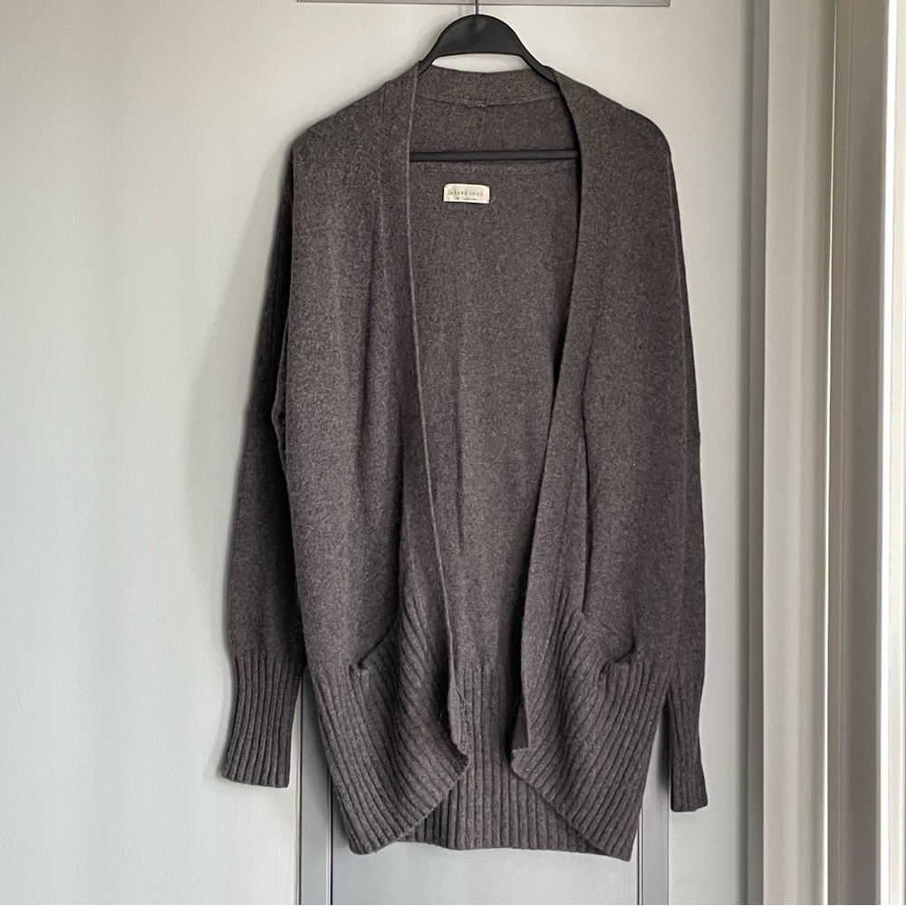 ARITZIA AZURE SKIES Charcoal Open-Front Angora & Cashmere Blend Cardigan